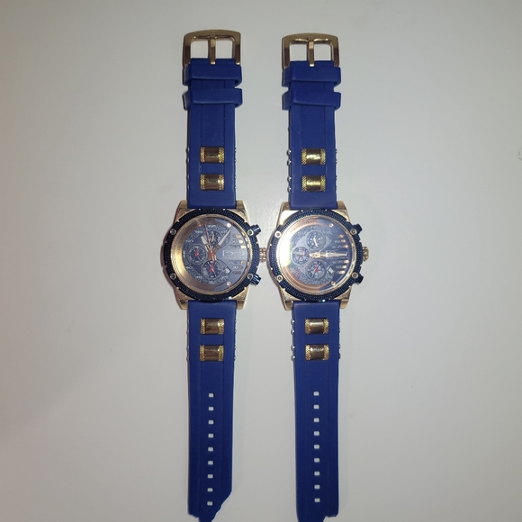 Lot of 2 Daniel steiger renegade rose gold & blue chronograph watch 9346BM PARTS - Picture 3 of 12